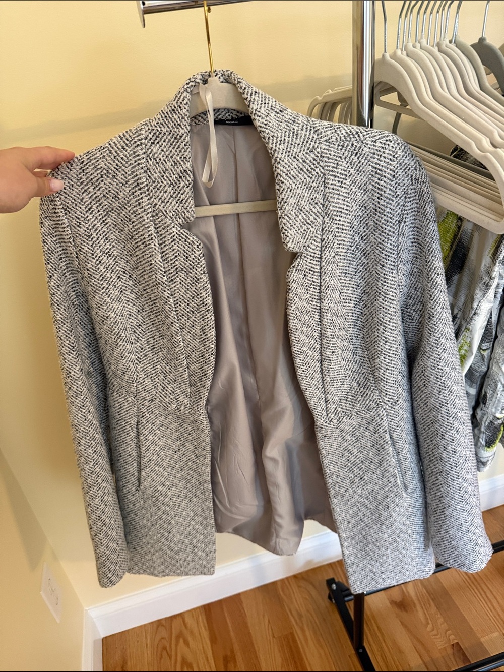 Vici Gray Textured Open-Front Blazer Jacket